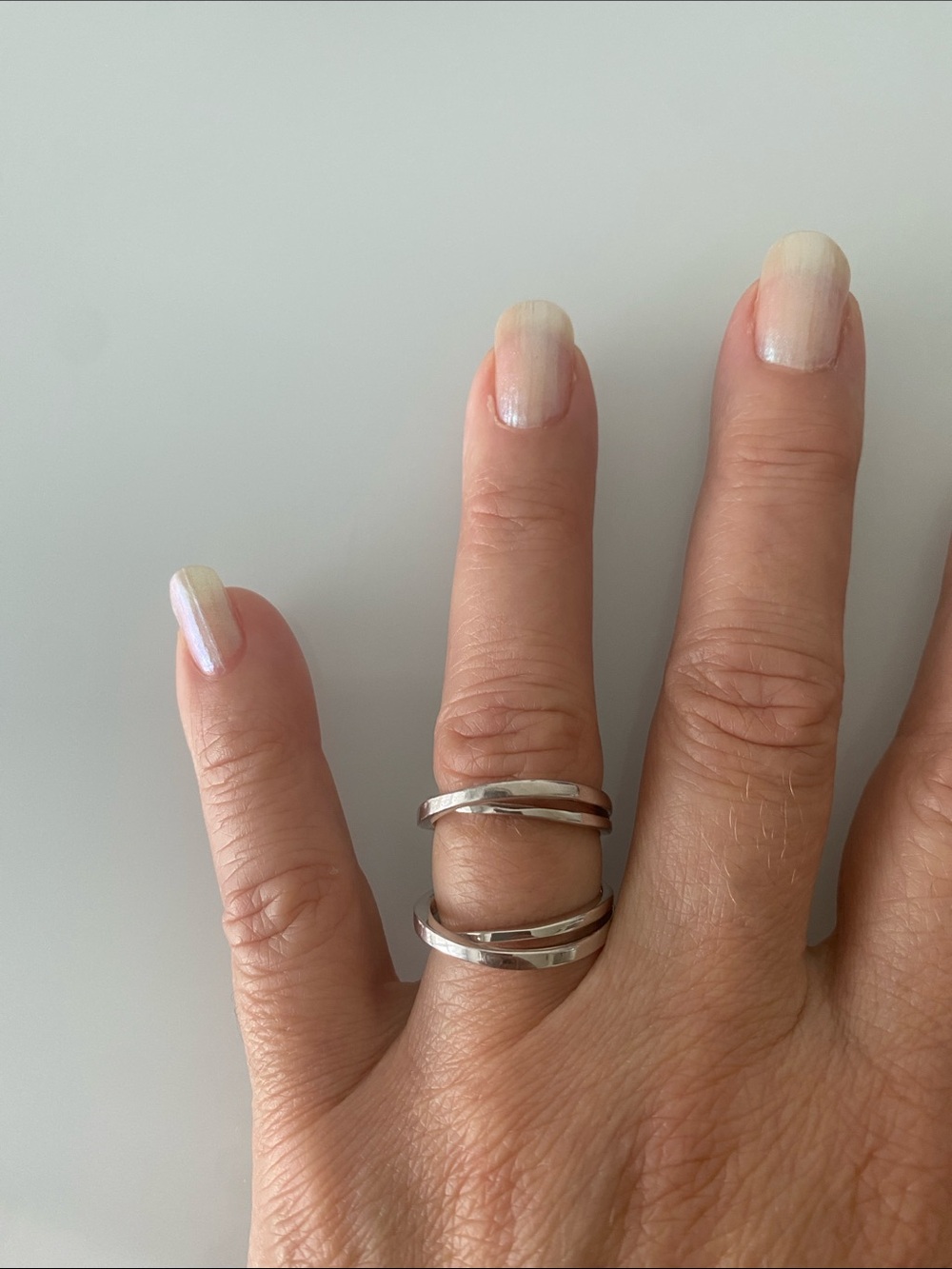 Henri Bendel Silver Stacked Twisted Band Ring (Size 7)